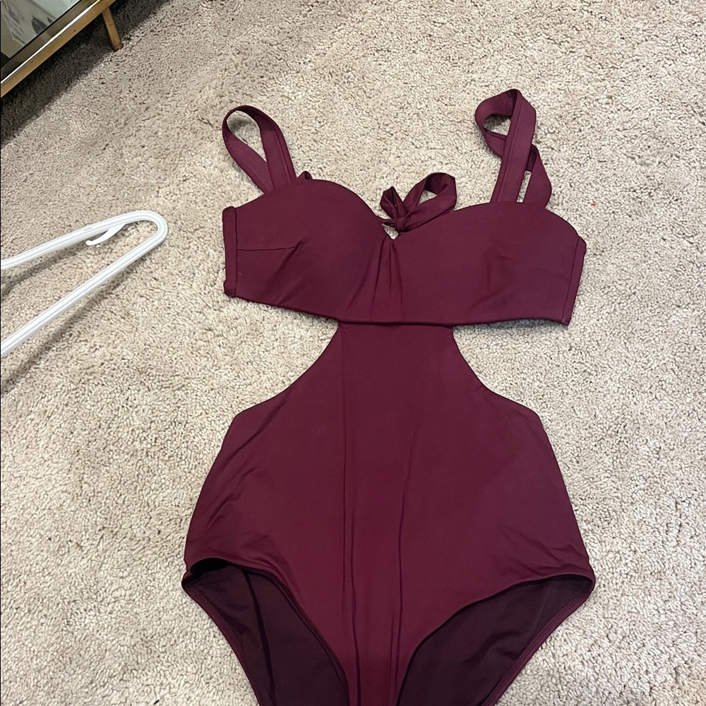 Elegant Burgundy Women's One Piece Swimsuit